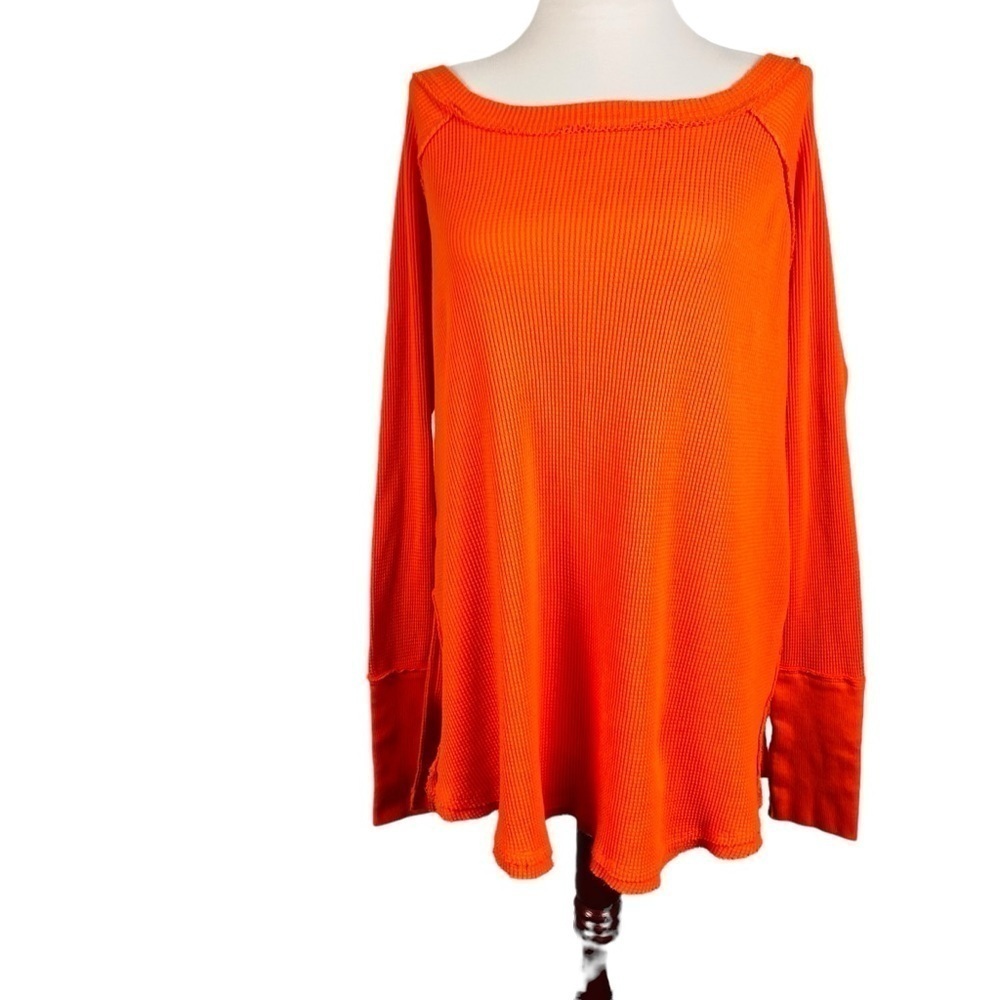 We the Free Oversized Waffle Knit Orange Pullover size Large